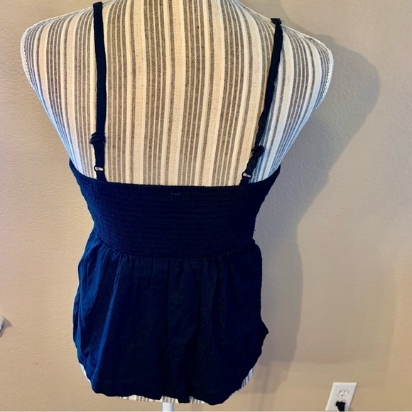 Old Navy Tank Top XS Black Adjustable Spaghetti Straps Wrapped Tie at Chest - Picture 8 of 12